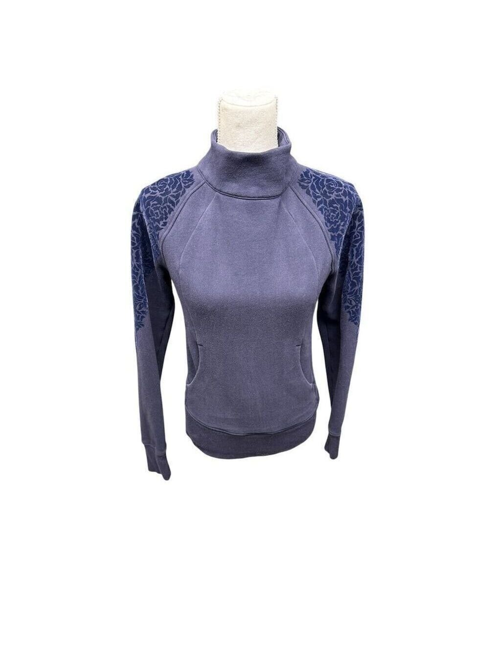 Lululemon Women's M Blue Floral Flock Funnel Neck Pullover Jacket Size 4 - Picture 3 of 12